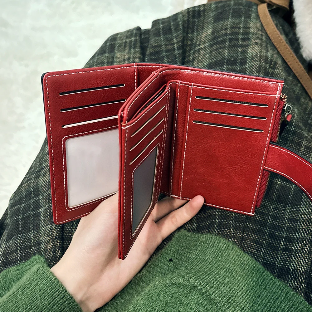 Vintage Hollow Sunflower Trifold Wallet, Dual ID Windows & Side Zipper Pocket for Women Cards Cash Elegant Clutch Bag