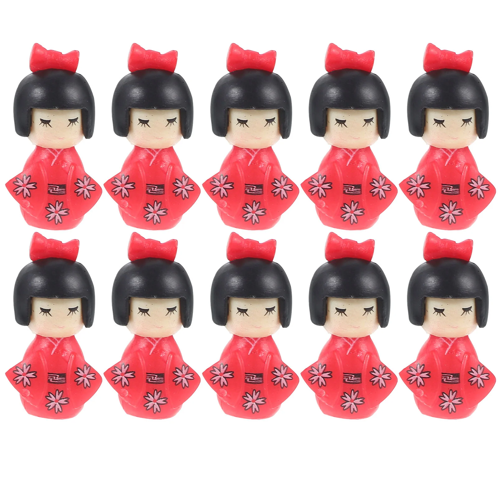 

10 Pcs Crafts Kimono Fairy Figurines Landscaping Mini Plastic Lovely Miniature Japanese Style Desktop Adornment