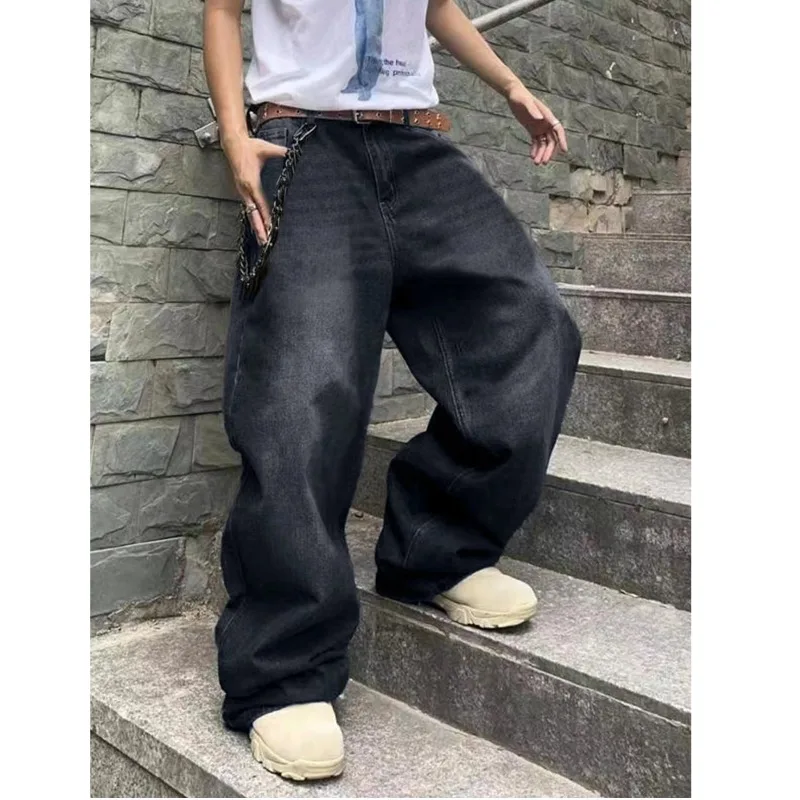 

2025 Hot New Style, High-Quality Y2K Retro American High Street Style Jeans, Fashionable Loose Straight-Leg Floor-Length Pants