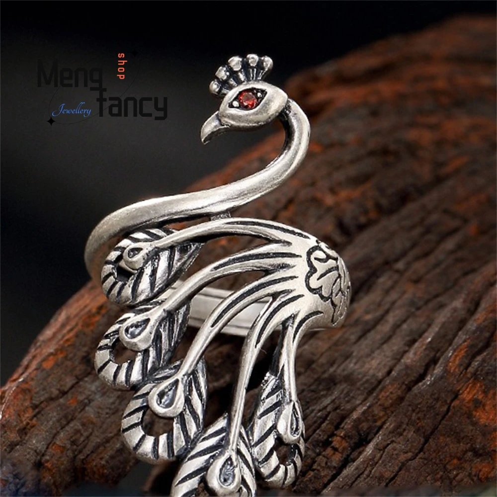 

Peacock Ring, Women's Long Ring, Ethnic Style, Retro Matte, Personalized Opening, Adjustable Fashion Jewelry Exquisite Elegant