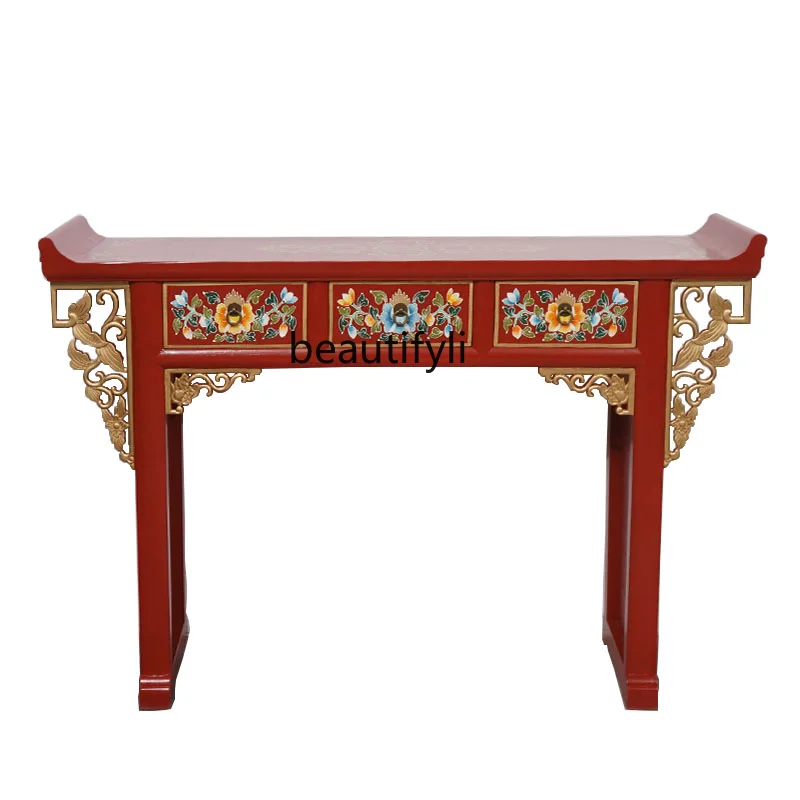 

Chinese Antique Style Solid Wood Console Tables Altar Household Altar Warped Head Rural Middle Hall Buddha Shrine Customization