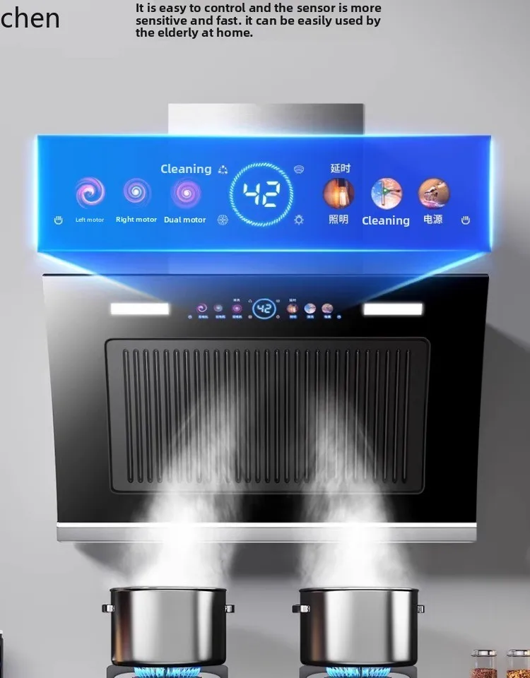 ZML range hood double motor large suction range hood kitchen side suction small rental