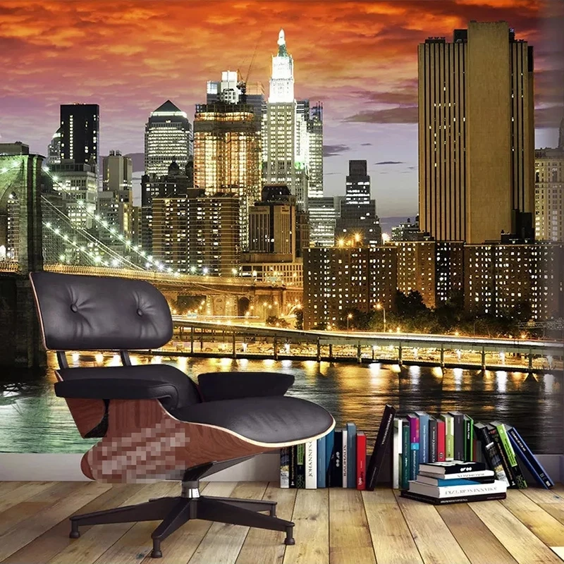 Custom Beautiful City Night View Photography Photo Wallpaper Mural Study Living room sofa TV background wall bedroom restaurant