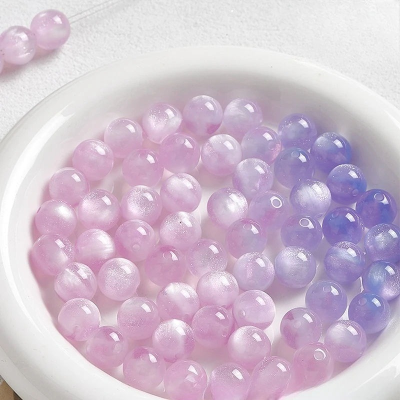 20 Pcs Set Photochromic Cat Eye Beads Resin Beads Diameter 12/10mm Beaded Loose Handmade Diy Bracelet Necklace Accessories