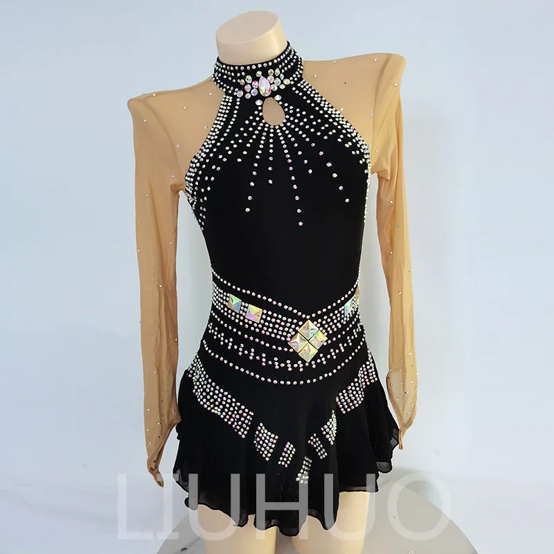 

LIUHUO Figure Skating Performance Clothing Customized Longsleeves Children's Performance Clothing Black