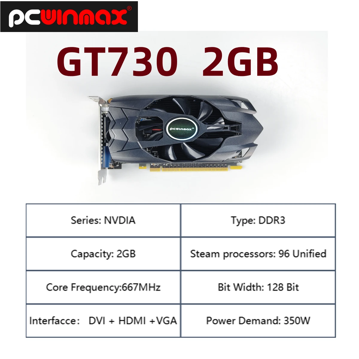 PCWINMAX GT730 2GB DDR3 128Bit  Origina Gaming Graphic Card ATX for NVDIA GeForce