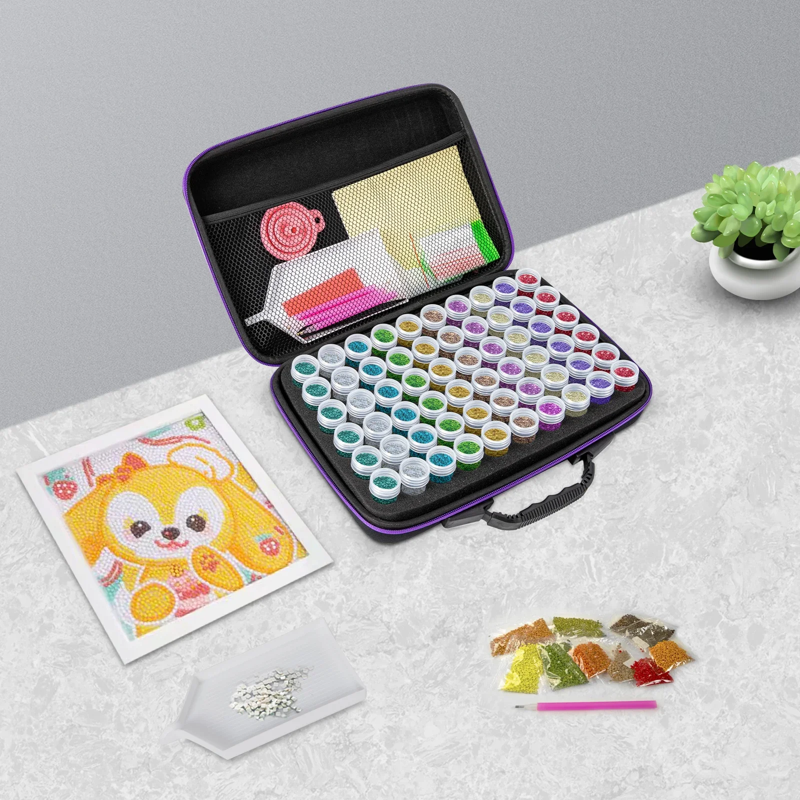 60 ダイヤモンドペインティング収納ボックスビーズオーガナイザートレイアートビーズ刺繍ケース、ダイヤモンドペインティング収納容器