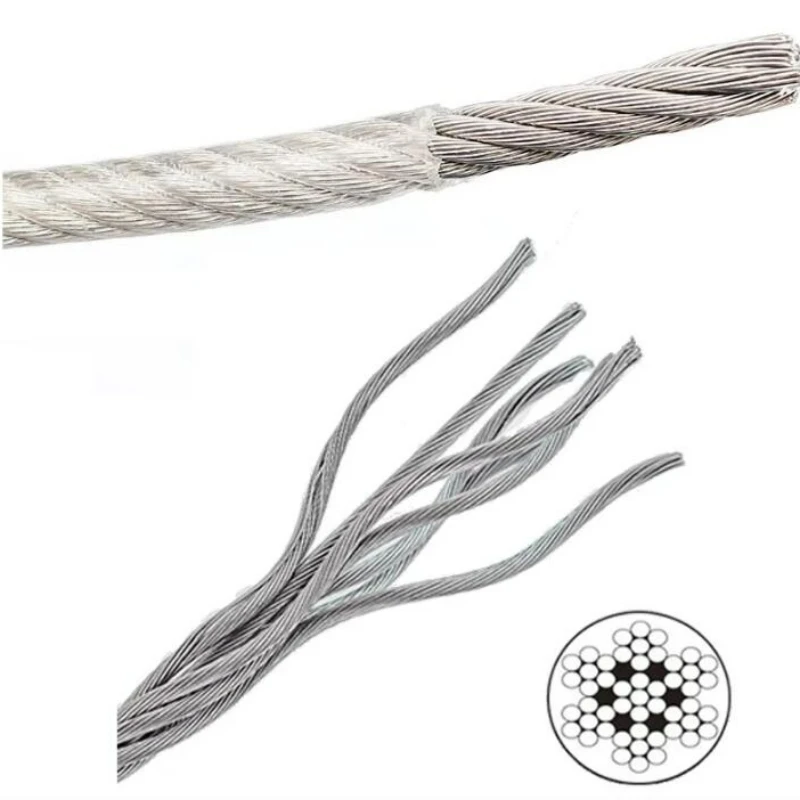 5/10/20 Meter Steel PVC Coated Flexible Wire Rope Soft Cable Transparent Stainless Steel Clothesline Diameter 0.4mm-6mm