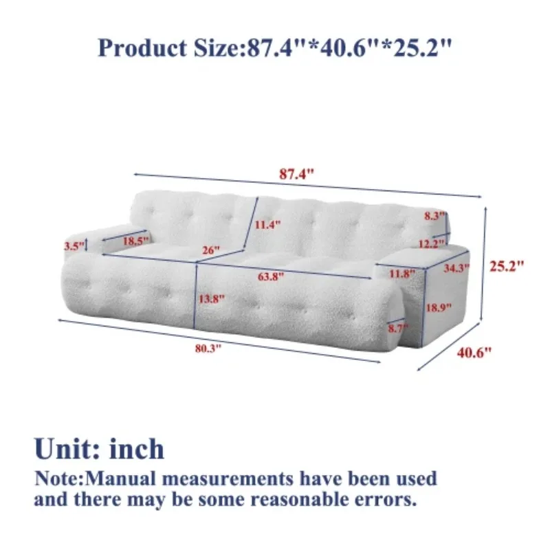 # Cloud Series Modern Minimalist Button-Tufted Square Arm Three-Seater Chenille Sofa Set