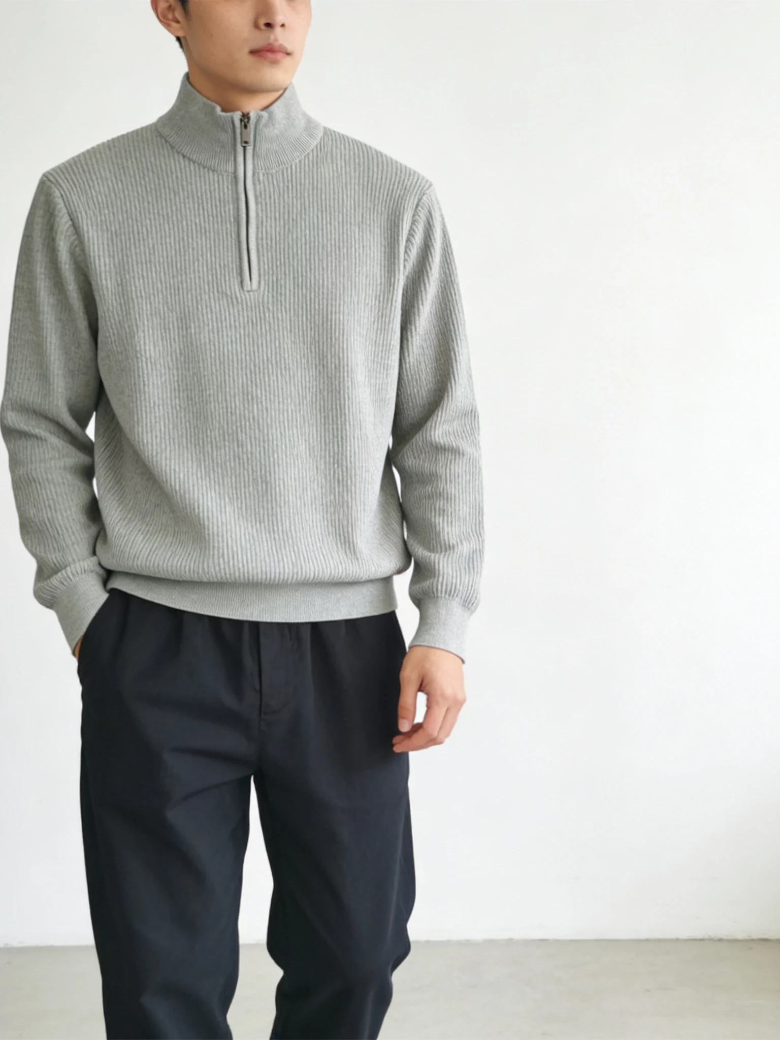 

Мужской повседневный вязаный свитер на молнии с воротником-стойкой, длинными рукавами, цветной, с капюшоном, теплый базовый слой для осени и зимы