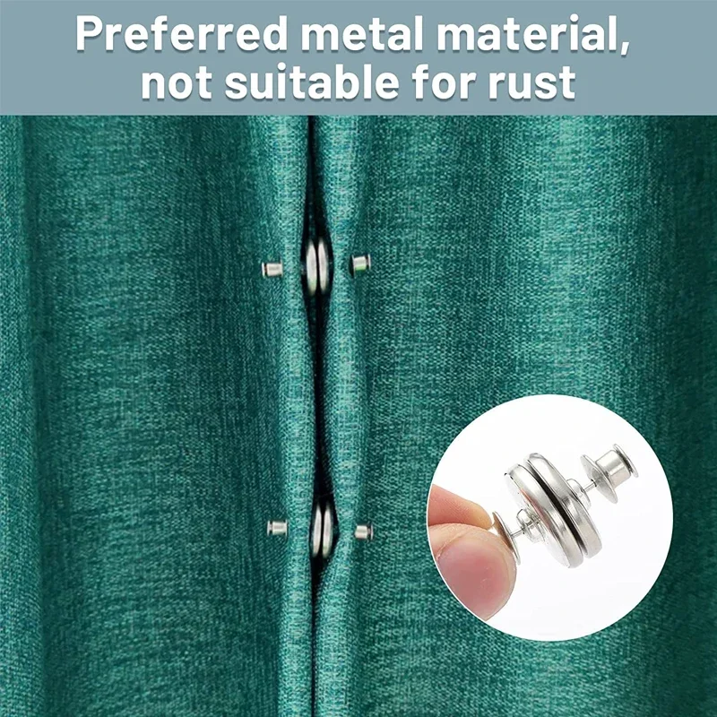 1/10Pairs Metal Magnetic Curtain Button Holder Detachable Window Screen Close Magnet Buckle Lightproof Room Curtain Closure Clip