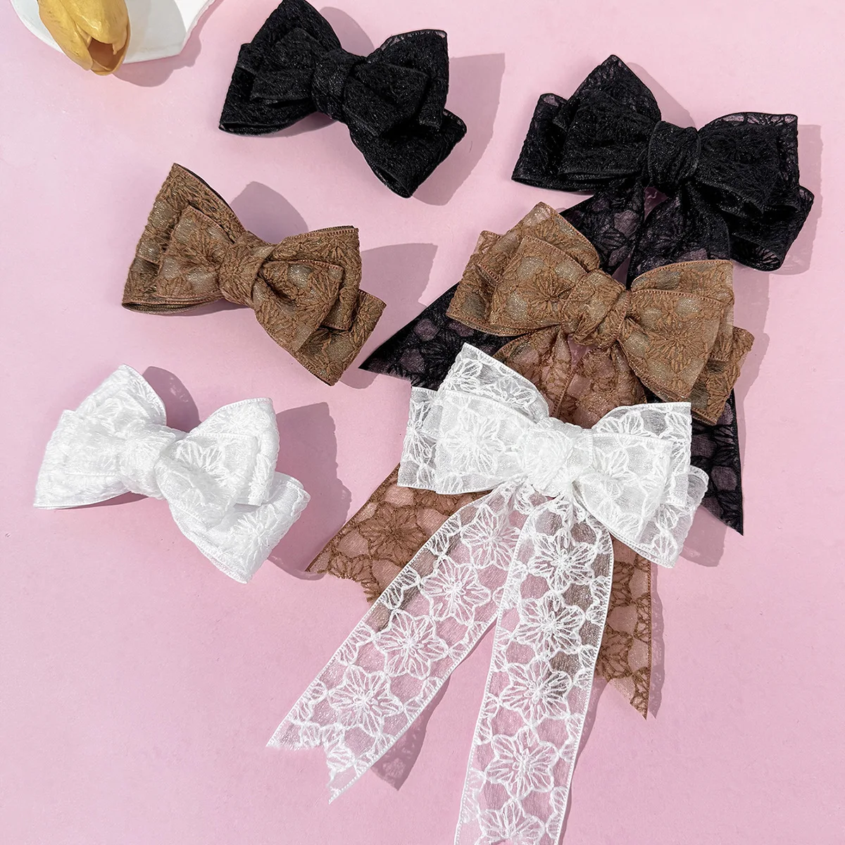 

24 PCS/Lot, Fashion Elegant Lace Bow Hair Clips For Women Ponytail Clip