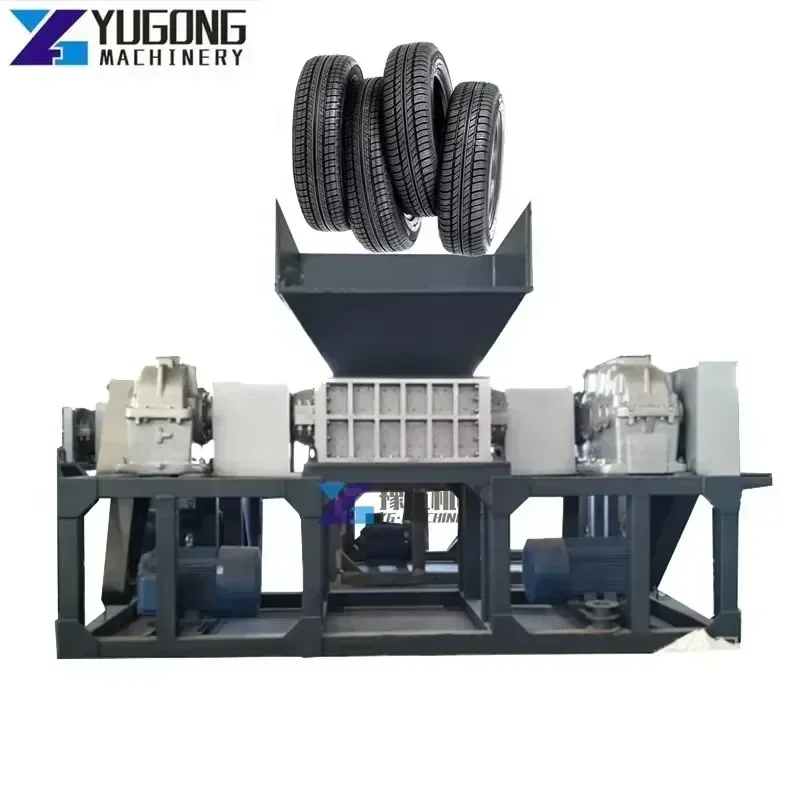 Metal Plastic Crusher Double Shaft Pet Bottle Grinding Multipurpose Tire Shredder Tyre Crushing Machine