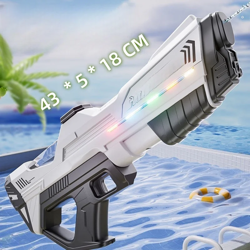 Nueva pistola de agua eléctrica luminosa, juguete de pulverización de agua continua de pulso de alta capacidad, regalo de juegos de piscina de playa para niños de verano
