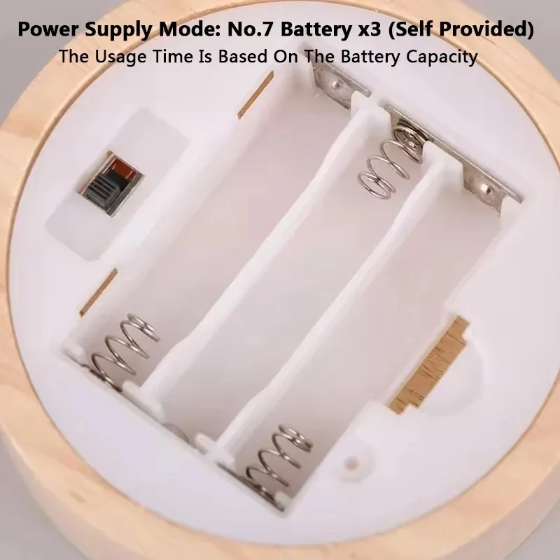 8 سنتيمتر قاعدة إضاءة خشبية صلبة مستديرة LED ضوء الليل الخشبي RGB و 3 ألوان الصلبة كريستال الكرة قاعدة بطاريات المصباح بالطاقة اللاسلكية