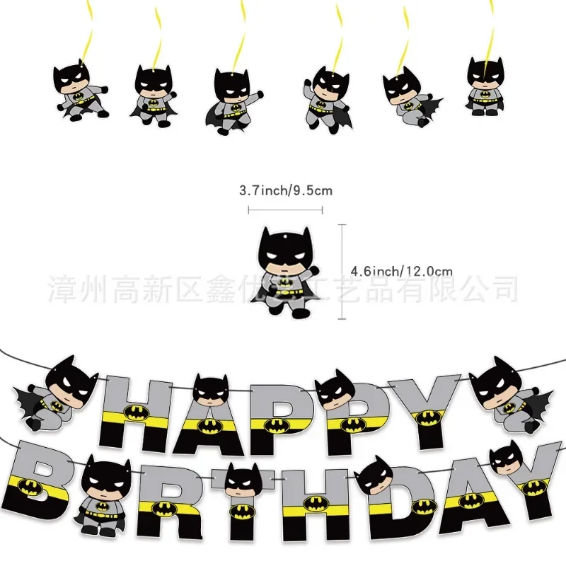 Batman Theme Birthday Party Decoração, Bandeira do bolo, Puxando, Inserir Fato De Balão, Banner De Aniversário, Novo