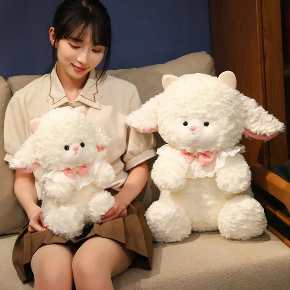 Almohada de Peluche de Oveja de Dibujos Animados, Muñeco de Peluche de Cordero Suave, Juguete de Peluche de Animal Kawaii, Muñeco Esponjoso para Decoración del Hogar