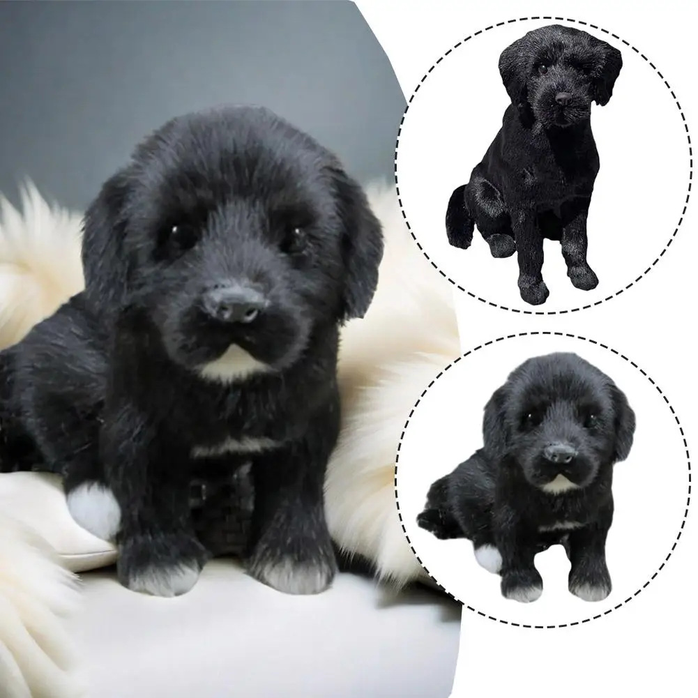 Simulation Puppy Toy Soft Realistic Stuffed Animal Decor Ornaments Labrador Home Black Crafts Dog Toys Plush Lifelike U6V7