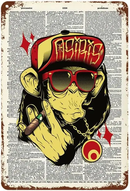 Hip Hop Gorilla Smoking Cigar Funny Animal Vintage Metal Tin Sign Wall Modern Aesthetic Bar Cafe Restaurant Hotel Home Decor Hol