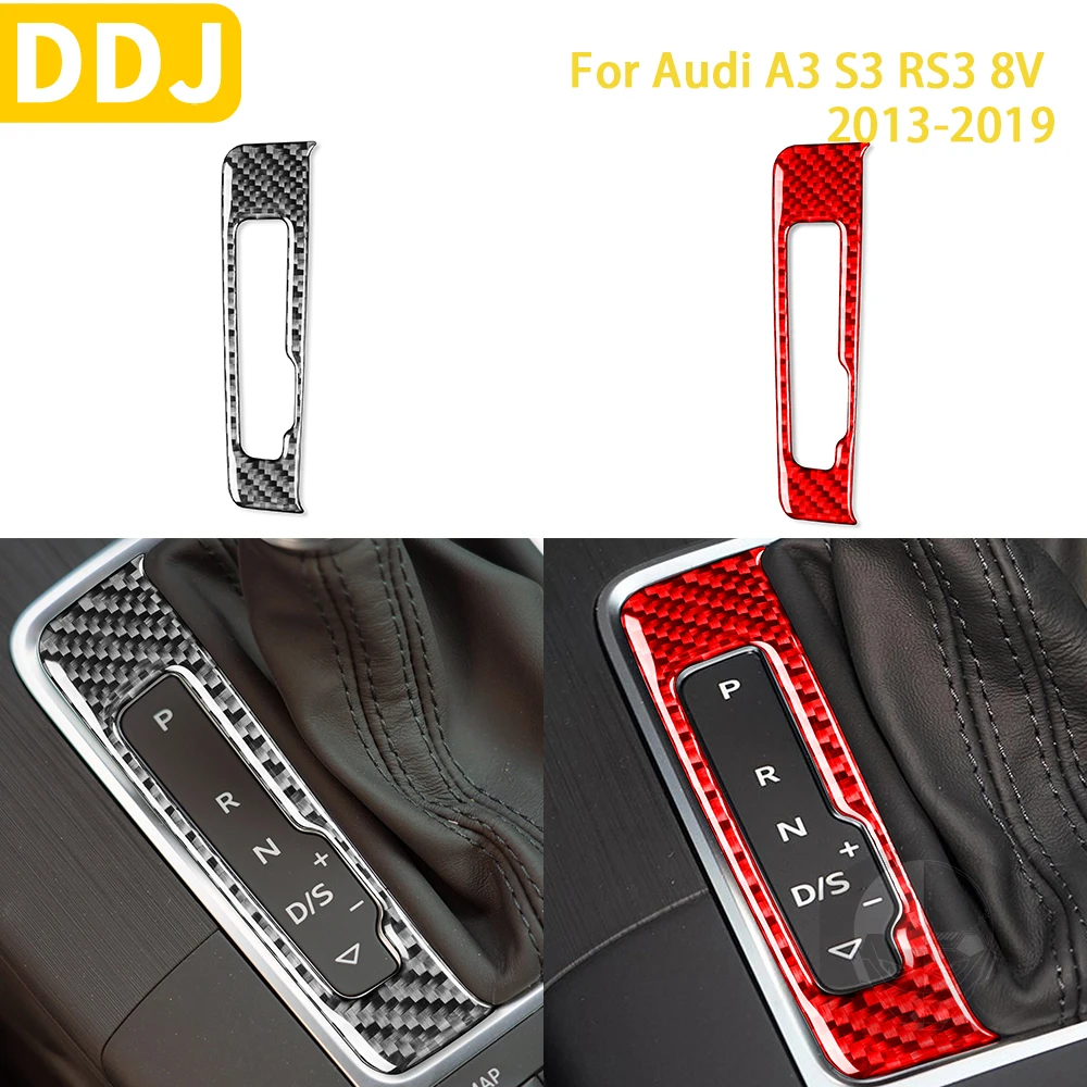 

For Audi A3 S3 RS3 8V 2013-2019 Accessories Carbon Fiber Car Interior Gear Shift Panel Button Frame Car Stcikers Decals