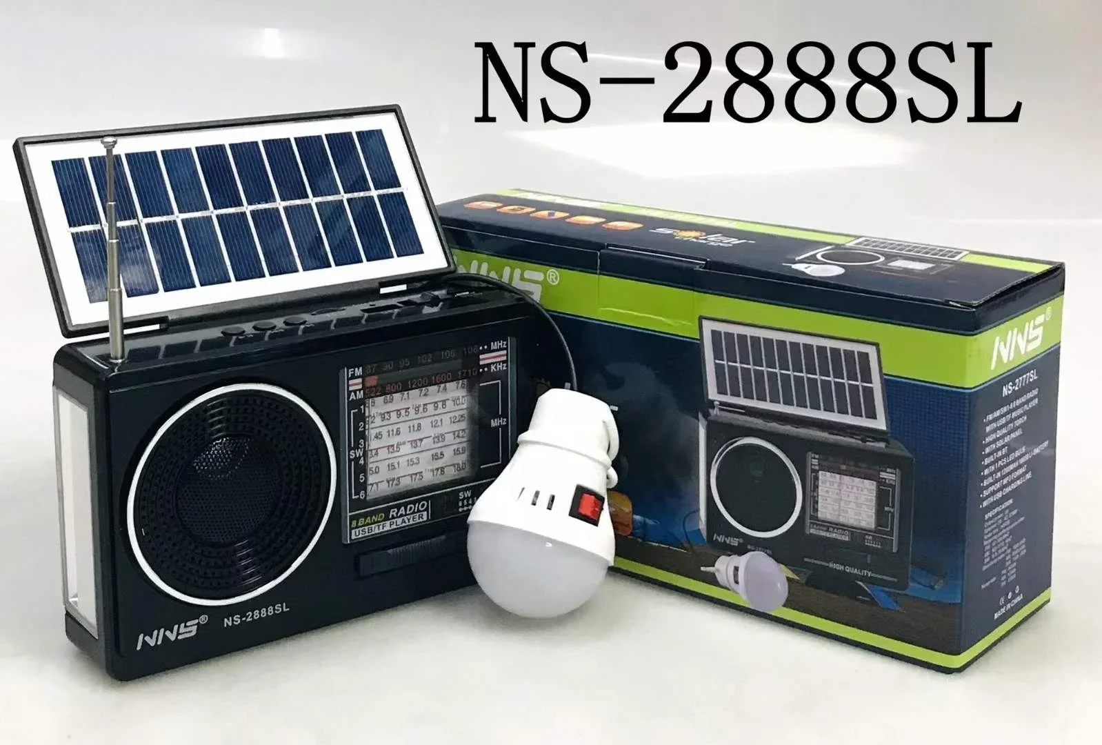 NNS 2888SL FM AM SW altoparlante Wireless Radio ricaricabile con lettore Mp3 USB SD TF con luce solare