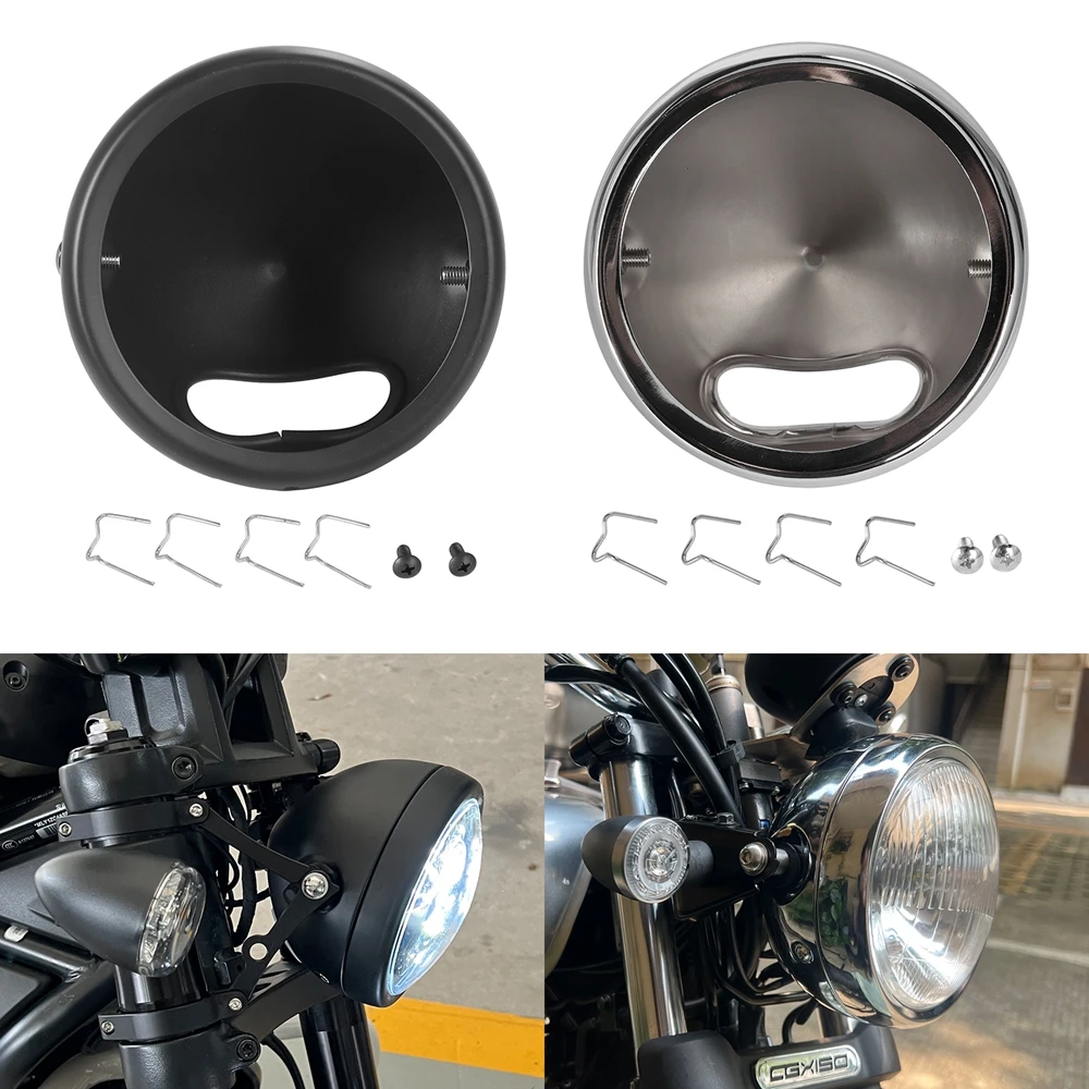 Stahl 5,75 Zoll LED Scheinwerfer Eimer für Harley Dyna FXD Sportster XL1200 XL833 Custom Moto 5-3/4" Scheinwerfergehäuse