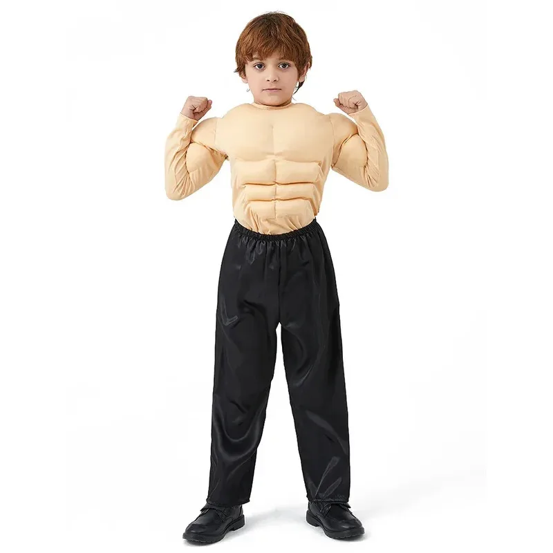 Bambini Adulti Ragazzi Camicia muscolare Bambini Wrestler Carnevale di Halloween Costume cosplay Vestire Festa Scuola Spettacolo teatrale
