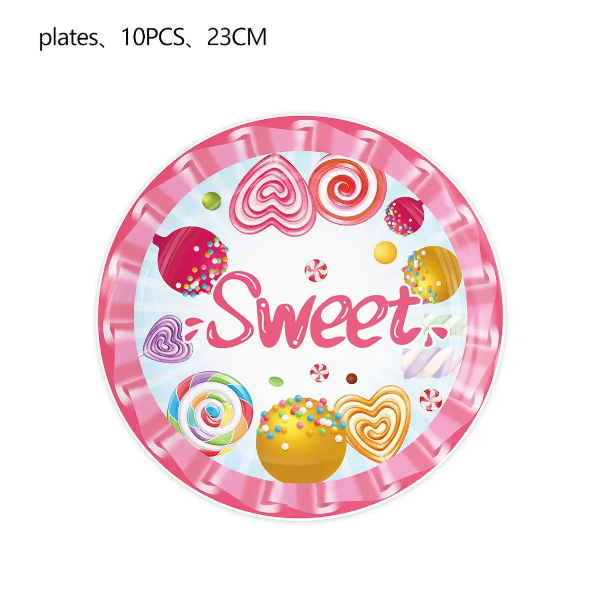 Süße Lollipop Thema Geschirr Sets Einweg Süßigkeiten Teller Tassen Tischdecke Mädchen Geburtstag Party Dekorationen Kinder Baby Dusche – Detail 2