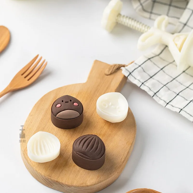 3D Chestnut Shape Mooncake Mold Cute Cute Chestnut Hand Pressure Pastry Maker Plunger Cutter Cake Pastry Decoration baking Tools