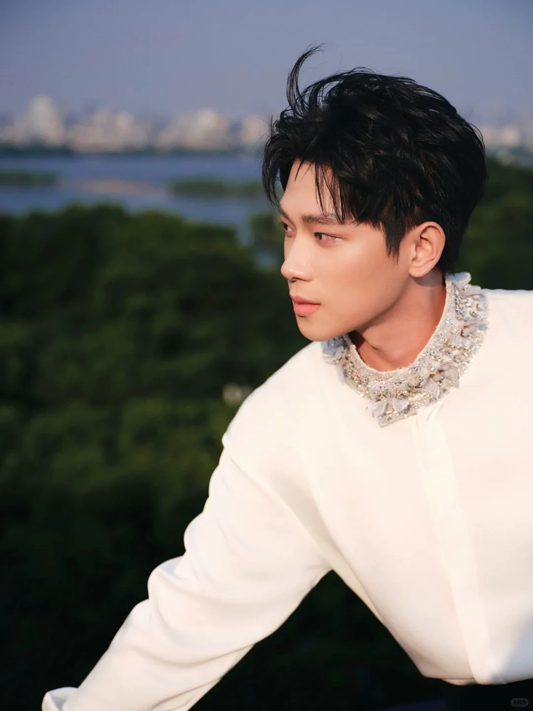 Fashion Stand Collar Shirts Men 2025 Autumn New Handmade Butterfly Diamond Design Tops Handsome Elegant Light Luxury Chic Shirts