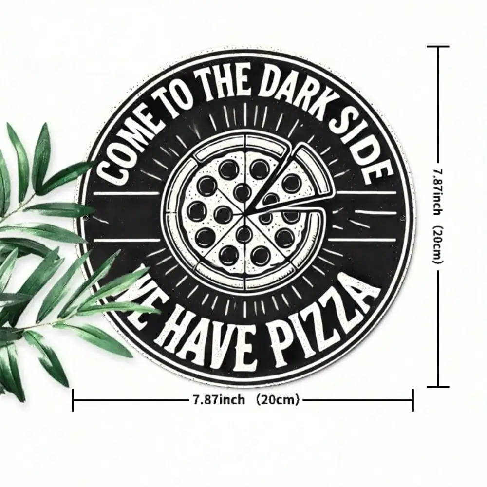 Galaxy Metal Dark Side Pizza Vintage Iron Wall Art Weatherproof Indoor Outdoor Plaque