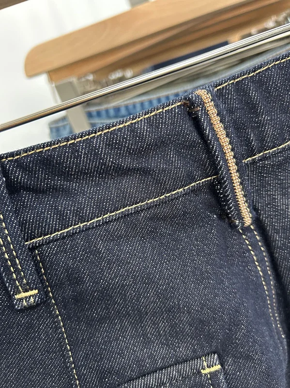 Jenny&Dave Spring Woman Clothes French Elegant Navy Blue Denim Pants Non-fading High Waisted Straight Cropped Jeans For Women - view 6