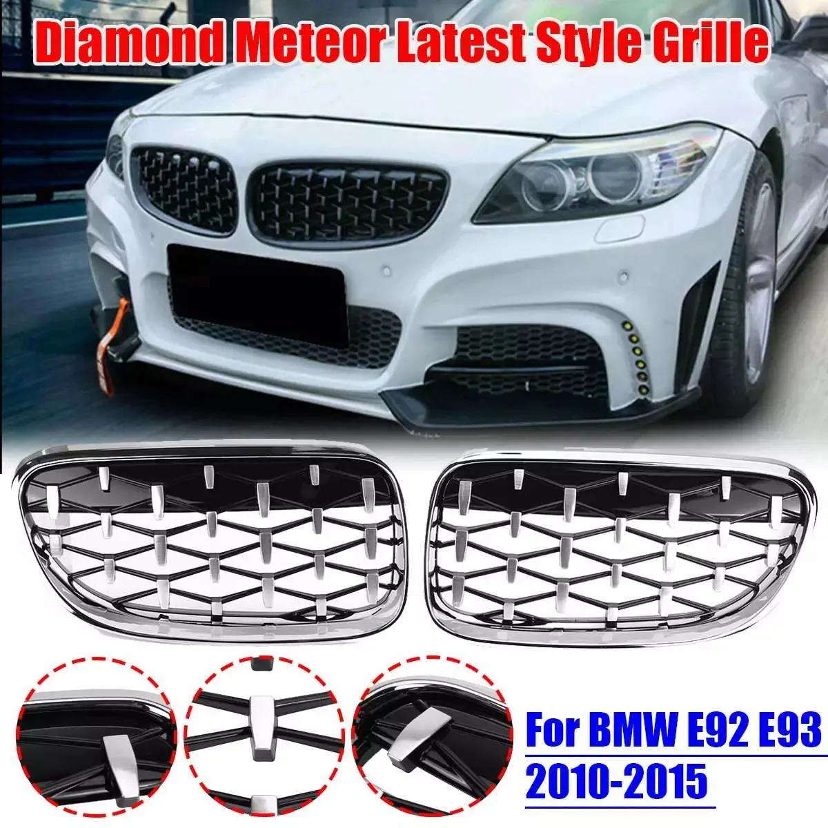 ChromeDiamond Style Car Front Kidney Grilles Grill for -BMW 3 Series E92 E93 2010-2015 Car Racing