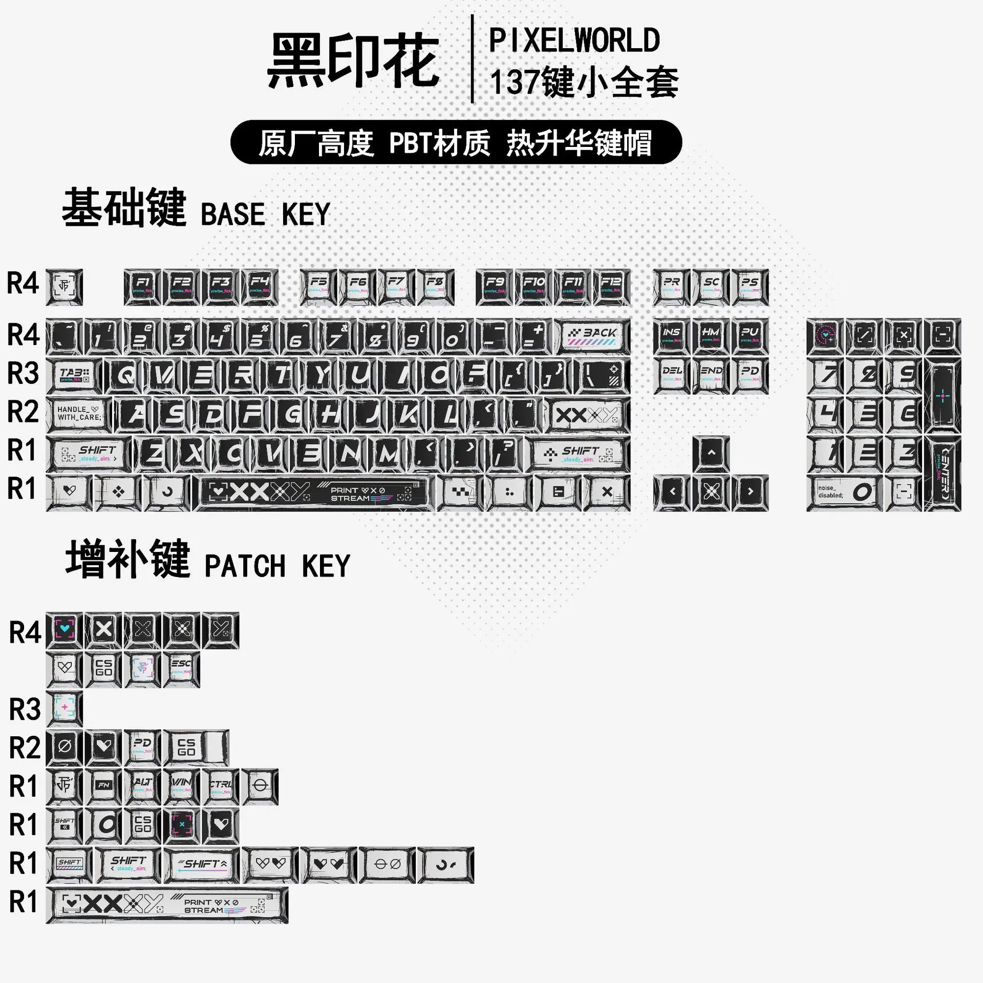 Classic Mix Light Gundam Keycap EVA Red and White Machine Printing Set Pixel Game Comic Collection Adaptation Cherry z75