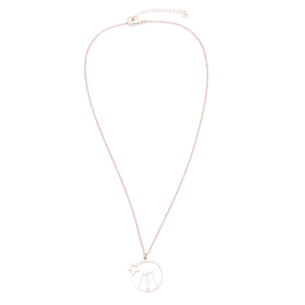 Rose Gold Cat Pendant Necklace Hollow-Out Design Fine Workmanship All-Match Neck Chain Fashion Neck Jewelry for Special