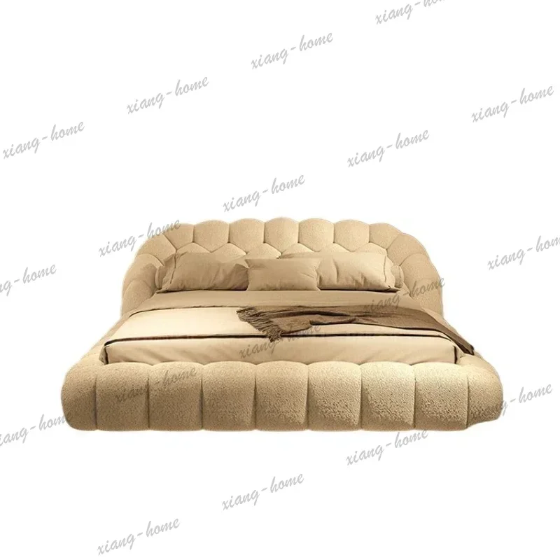 LJY High End 180x200cm 200x220cm Apartment Confortable Muebles Bedroom Furniture Lambs Wool Floating Bed Aesthetics Princess Wed