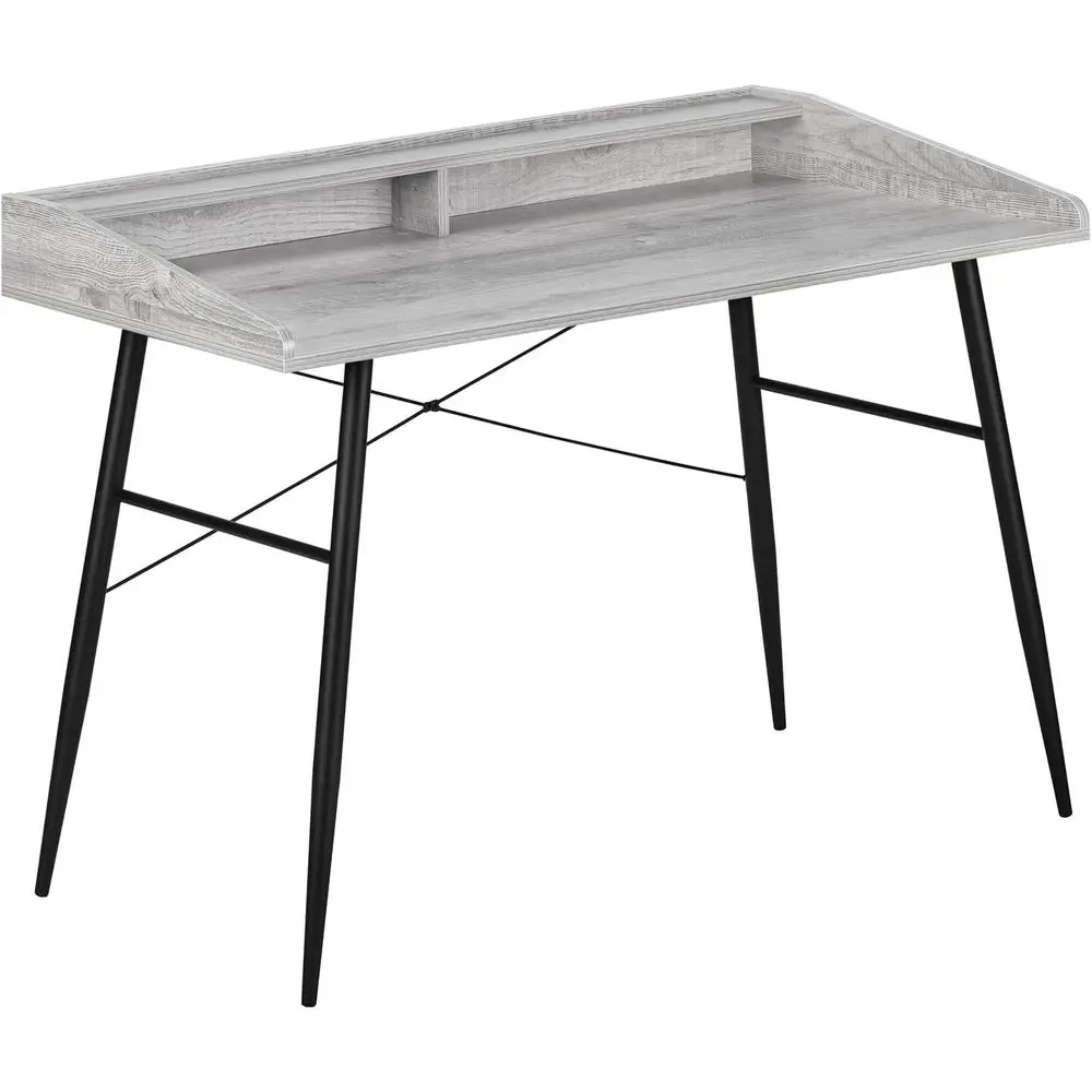 

Modern 48 Grey Laminate Metal Computer Desk with Storage Shelves for Home Office
