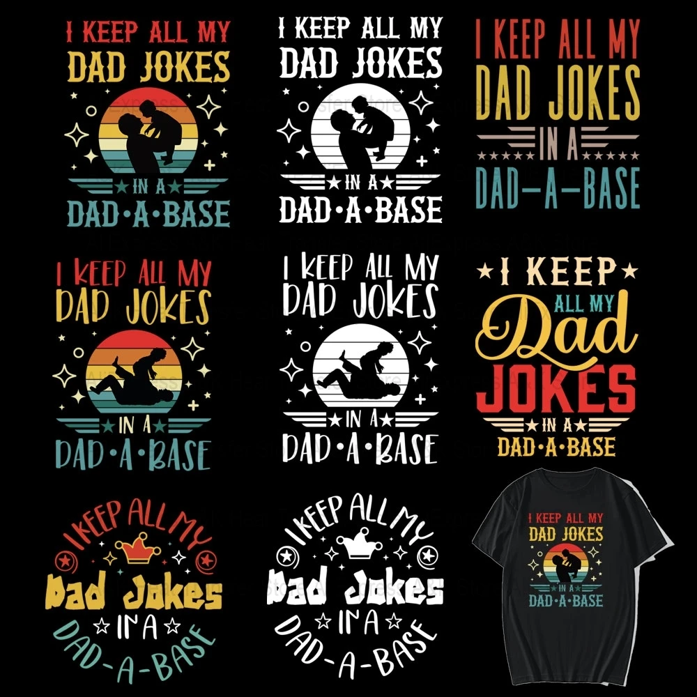 

DIY Iron on Patch 'I Keep All My Dad Jokes' for Men's ClothingThermal Sticker Appliqued for T-Shirts And Hoodies iron on patches