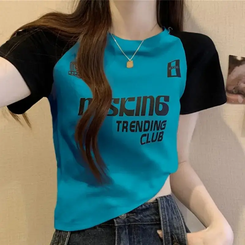 Fashion O-Neck Korean Short Sleeve Printed Letter T-Shirt Female Clothing 2024 Summer New Loose Casual Tops All-match Tee Shirt