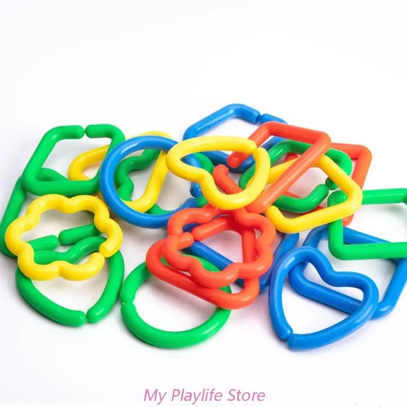 20 Pieces Plastic Clip Hooks Chain Link Rainbow Color Link Kids Learning Toy Small Pet Parrots Bird Cage Toy Accessory