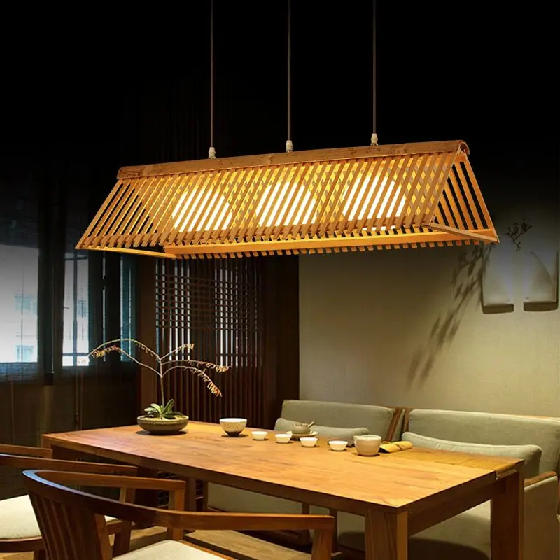 

Modern Art Retro Wooden Pendant Lamps for Bar Counter Tea House Tea Room Homestay Restaurant Chandelier Indoor Lighting Fixture