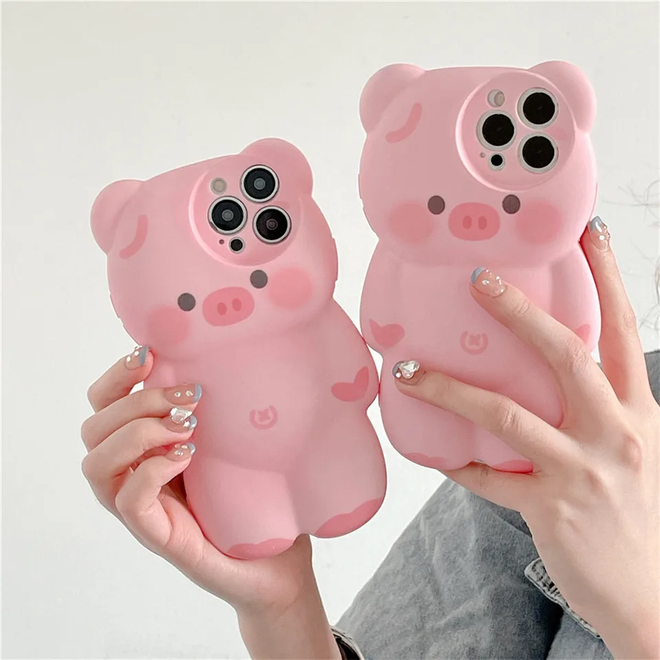 3D super cute pink pig high quality silicone phone case for iphone 14 Pro Max 11Pro 12 Pro Max 13 Pro Max Xs Xr X cartoon cover