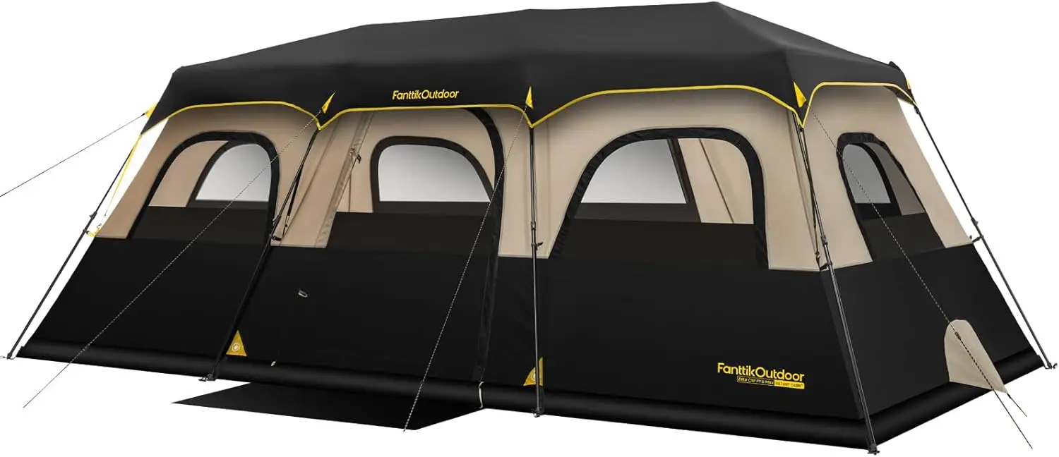 

Instant Cabin Tent 6 8 10 12 Person Camping Setup 60 Seconds Rainfly Windproof Portable Carry Bag Family Hiking Ventilation Khak