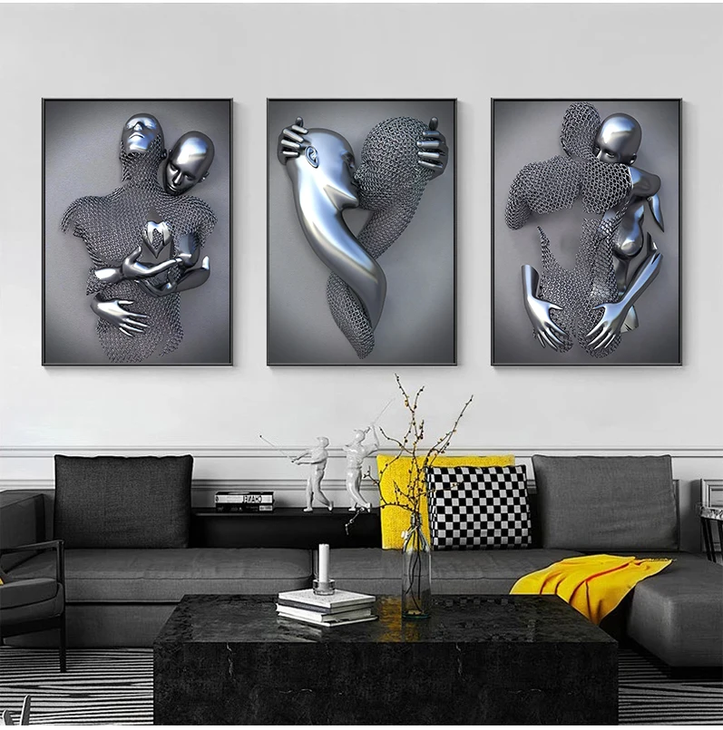 Metal Figure Statue Art Canvas Painting Romantic Abstract Posters and Prints Wall Pictures Modern Living Room Christmas Gifts