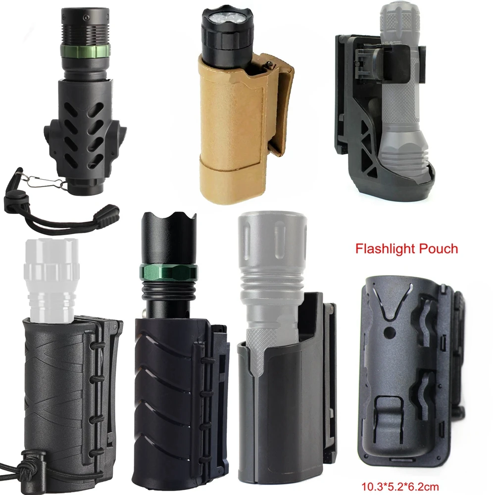Tactical Outdoor Flashlight Pouch MOLLE Flashlight Holster Belt Case Fight Light LED Torch Pouch Lighting Clip Torch