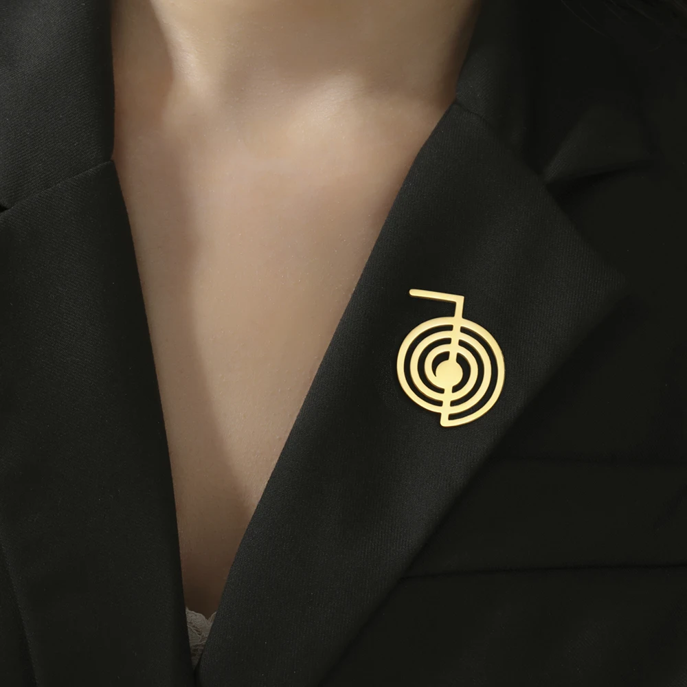 Dawapara Cho Ku Rei Brosche Pins Heilung Symbol Yoga Spiritueller Schmuck Reiki Chokurei Heilige Geometrie Edelstahl Zubehör – Detail 5