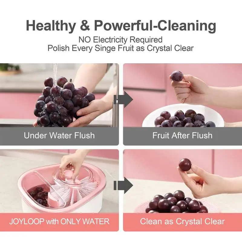 Fruit Bowl Cleaner Spinner Colander 720 Degree Scrubbing Device Fruit And Vegetable Cleaning With Full-Sided SpinScrubber Brush