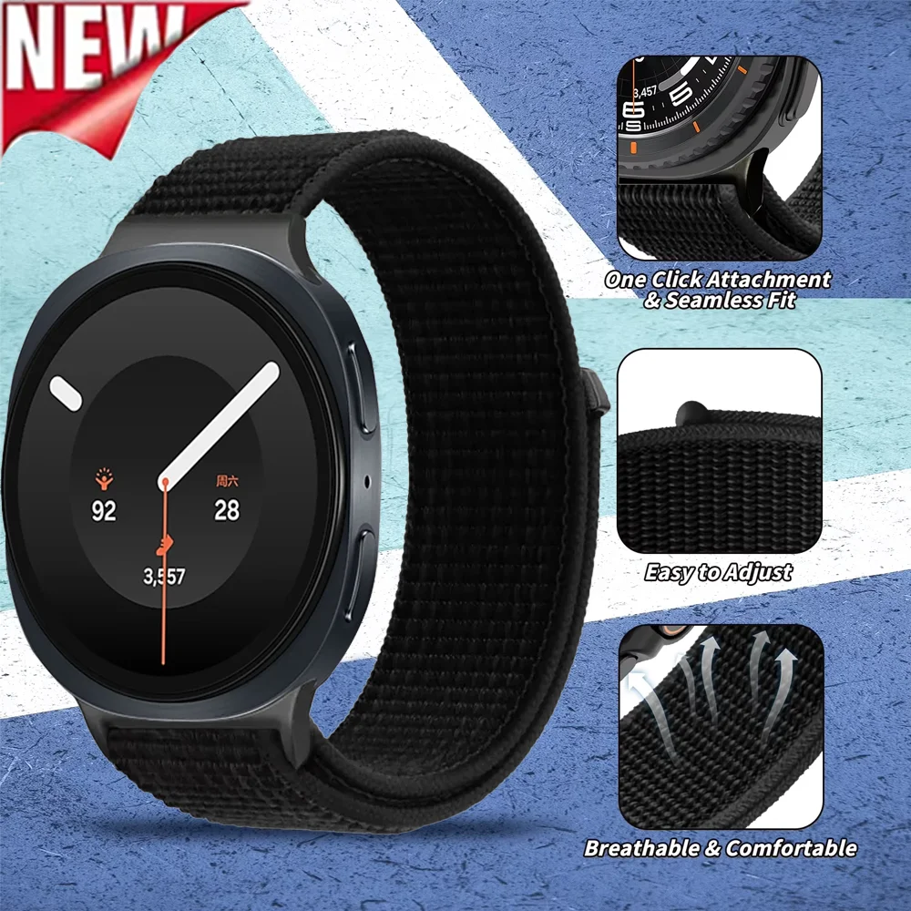 Official Nylon Loop Strap for Samsung Galaxy Watch 9 8 40mm 44mm Metal Connecting Wristband for Galaxy Watch 8 Classic 46mm Belt