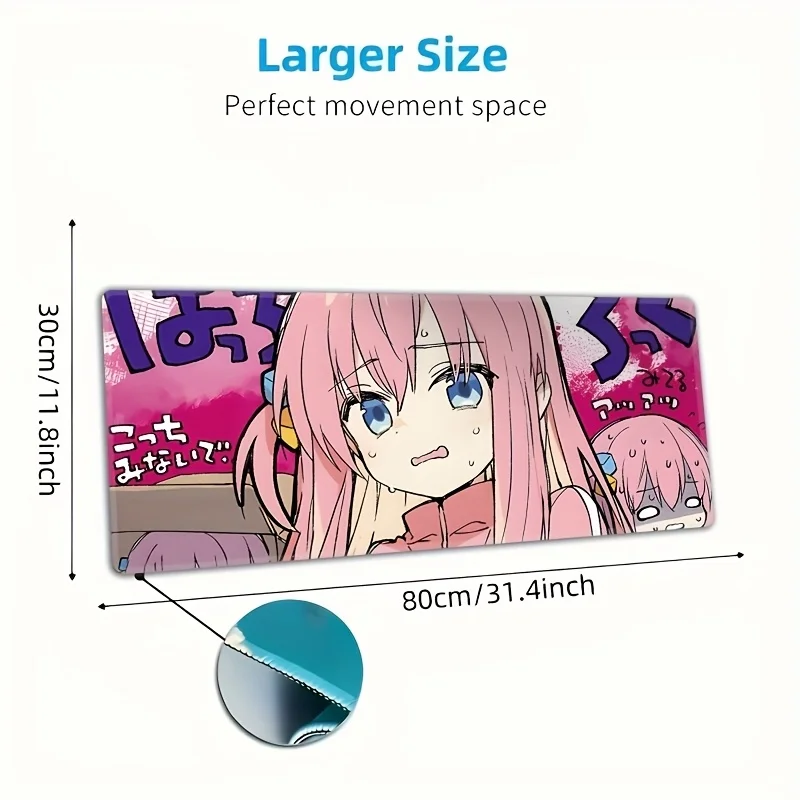 1 unidade – Tapete de jogos de borracha antiderrapante grande estilo anime fofo, tapete de mesa durável com bordas costuradas grossas, ideal para escritório doméstico e G