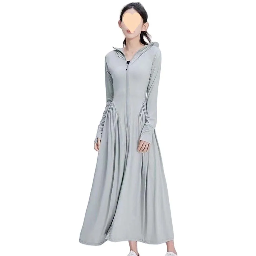 

Ice Silk Sunscreen Long Hoodie Summer Accessories Sun Protection Capes Anti UV Full Body Skirt Sunscreen Long Skirt Jacket